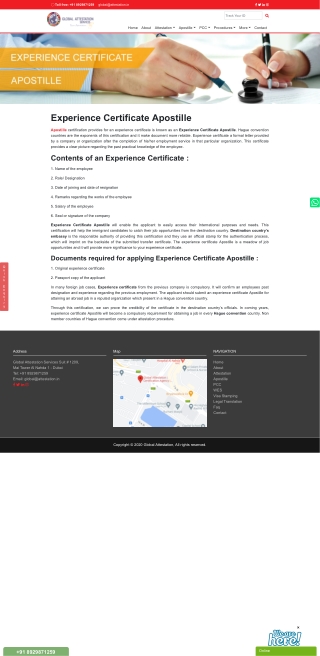 Experience Certificate Apostille