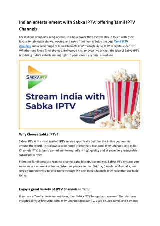 Sabka IPTV – Smooth Streaming for Indian Channels