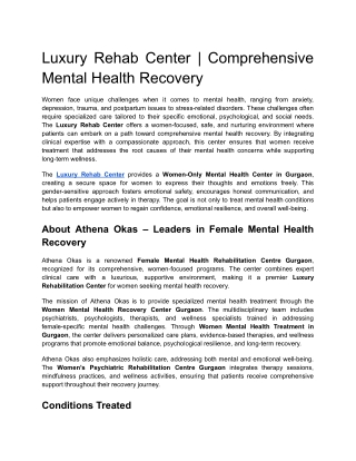 Luxury Rehab Center _ Comprehensive Mental Health Recovery
