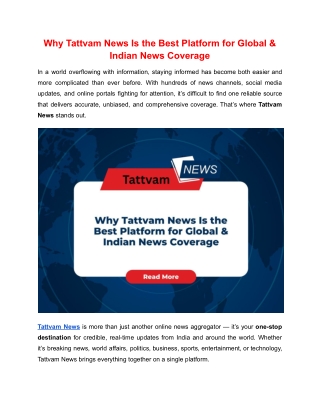 Why Tattvam News Is the Best Platform for Global & Indian News Coverage