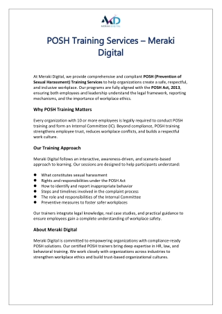 posh training services