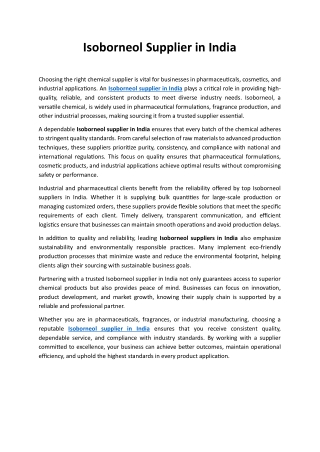 Isoborneol Supplier in India mangalamorganics