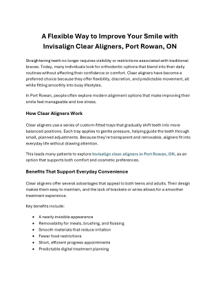 A Flexible Way to Improve Your Smile with Invisalign Clear Aligners, Port Rowan, ON