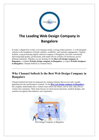 The Leading Web Design Company in Bangalore