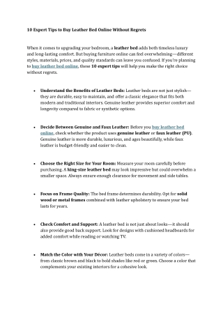 10 Expert Tips to Buy Leather Bed Online Without Regrets