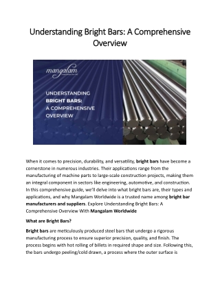 Bright Bar Manufacturer