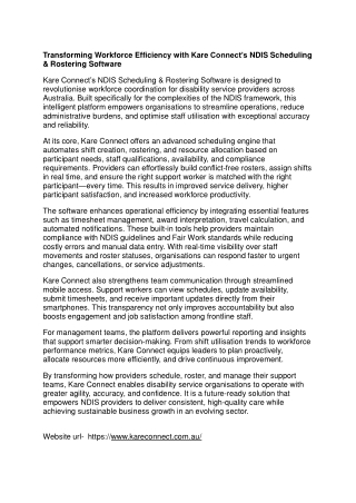 Transforming Workforce Efficiency with Kare Connect’s NDIS Scheduling & Rosterin