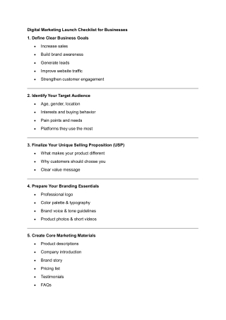 Digital Marketing Launch Checklist for Businesses