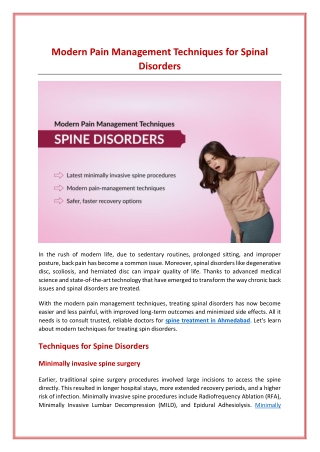 Modern Pain Management Techniques for Spinal Disorders