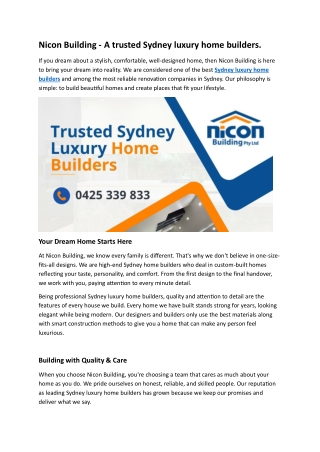 Nicon Building – Luxury Home Builders in Sydney