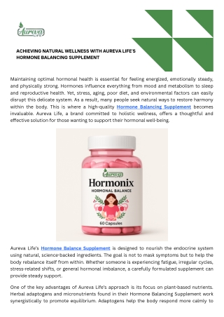 Natural Hormone Balancing Supplement for Women’s Health & Wellness