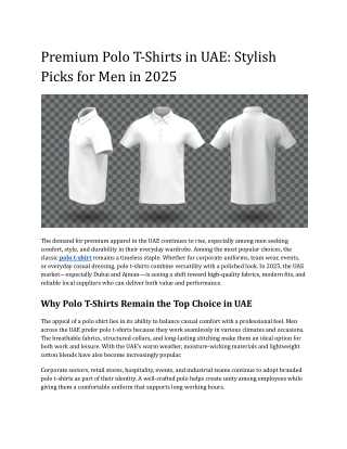 Premium Polo T-Shirts in UAE_ Stylish Picks for Men in 2025