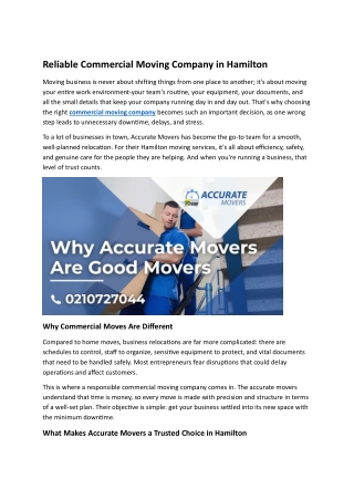 Accurate Movers – Reliable Home & Furniture Moving