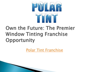 The Premier Window Tinting Franchise Opportunity