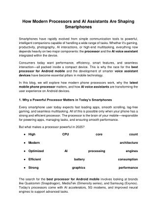 How Modern Processors and AI Assistants Are Shaping Smartphones