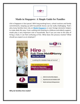 Maids in Singapore - A Simple Guide for Families