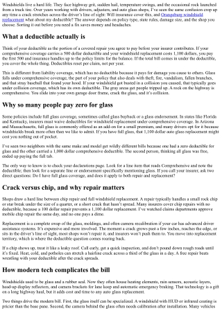 Understanding Insurance Deductibles for Windshield Replacement