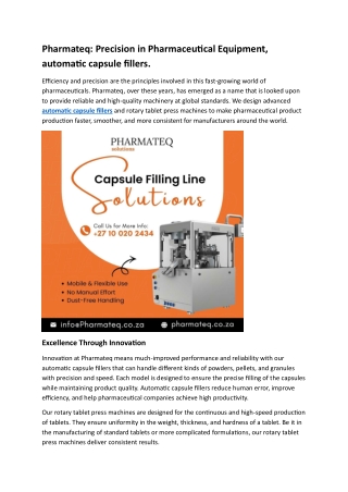 Pharmateq – Trusted Pharmaceutical Machinery Supplier
