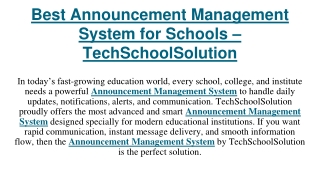 Best Announcement Management System for Schools – TechSchoolSolution