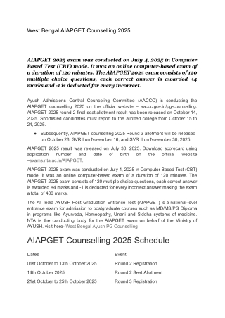 West Bengal AIAPGET Counselling 2025 - Google Docs