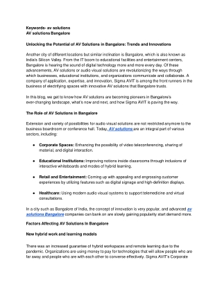 Unlocking the Potential of AV Solutions in Bangalore: Trends and Innovations