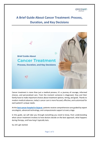 Cancer Treatment Brief Guide: Process, Duration & More