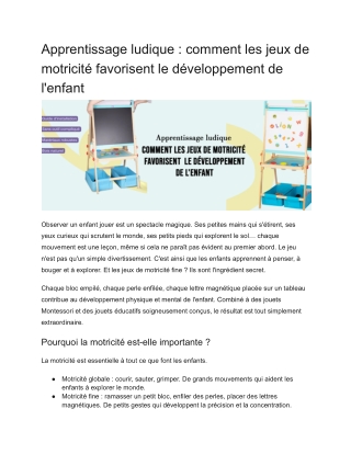 Apprentissage ludique _ comment les jeux de motricité favorisent le développement de l'enfant