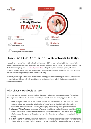 Top B School in Italy for Global Careers | YES Italy