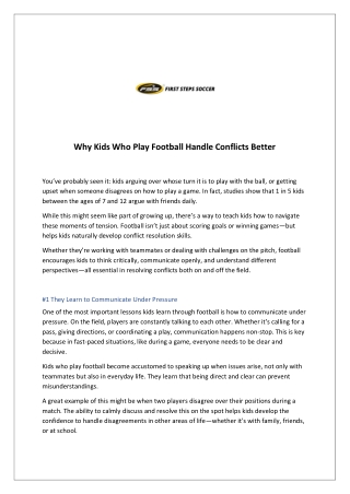 Why Kids Who Play Football Handle Conflicts Better