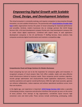 Empowering Digital Growth with Scalable Cloud, Design, and Development Solutions