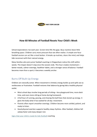 How 60 Minutes of Football Resets Your Child