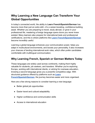 Why Learning a New Language Can Transform Your Global Opportunities