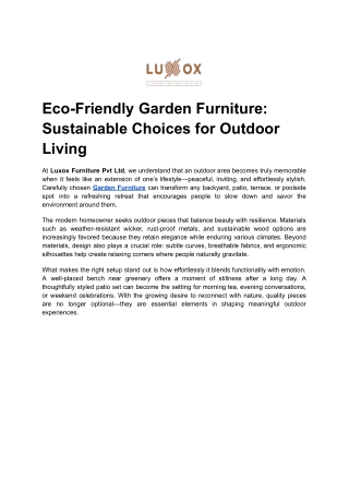 Eco-Friendly Garden Furniture_ Sustainable Choices for Outdoor Living