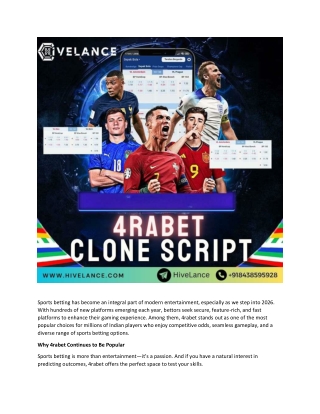 4rabet Clone Script for 2026: Launch a Profitable Sports Betting Platform App
