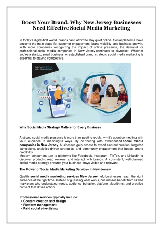 Boost Your Brand, Why New Jersey Businesses Need Effective Social Media Marketing
