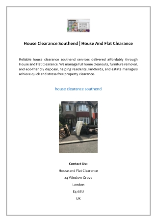 House Clearance Southend | House And Flat Clearance