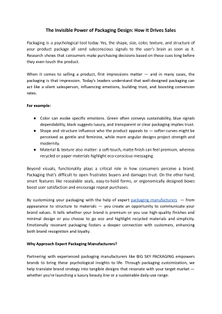 The Invisible Power of Packaging Design -  How It Drives Sales