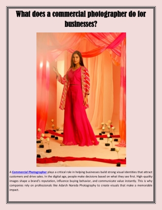 What does a commercial photographer do for businesses?