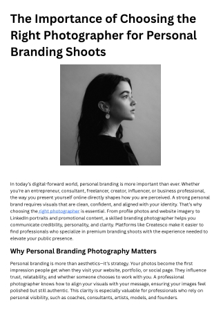 The Importance of Choosing the Right Photographer for Personal Branding Shoots