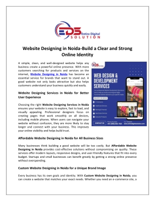 Website Designing in Noida-Build a Clear and Strong Online Identity