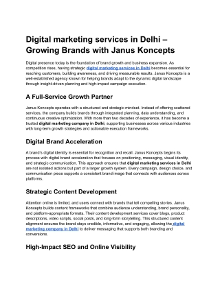 Digital marketing services in Delhi – Growing Brands with Janus Koncepts