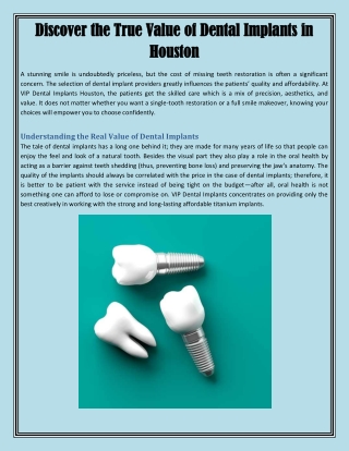 Discover the True Value of Dental Implants in Houston