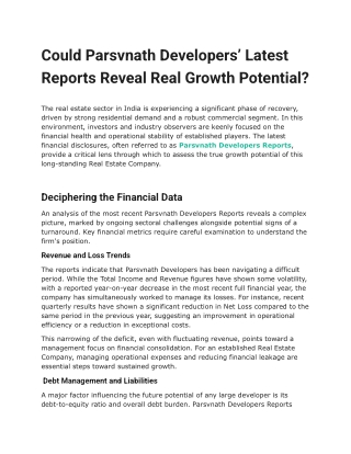 Could Parsvnath Developers’ Latest Reports Reveal Real Growth Potential?