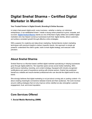 Digital Snehal Sharma – Certified Digital Marketer in Mumbai pdf