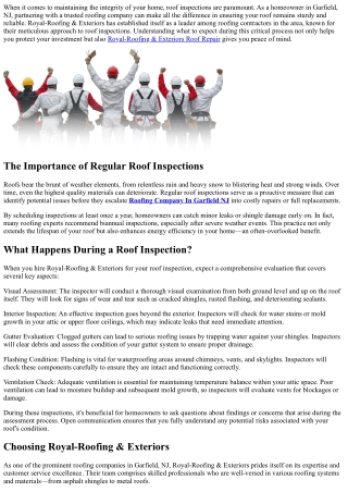 Understanding Roof Inspections: What to Expect with Royal-Roofing & Exteriors