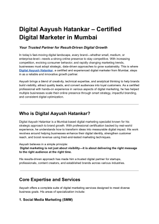 Digital Aayush Hatankar is a Certified Digital Marketer In Mumbai