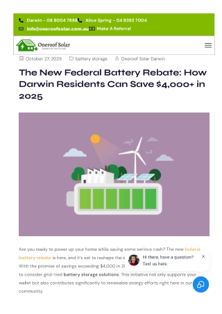 The New Federal Battery Rebate: How Darwin Residents Can Save $4,000  in 2025