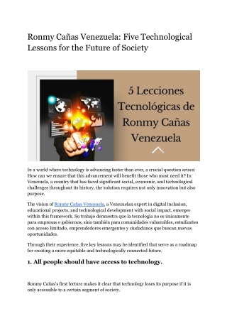 Ronmy Cañas Venezuela_ Five Technological Lessons for the Future of Society