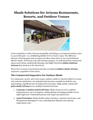 Shade Solutions for Arizona Restaurants, Resorts, and Outdoor Venues