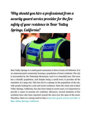 Why should you hire a professional from a security guard service provider for the fire safety of your residence in Bear
